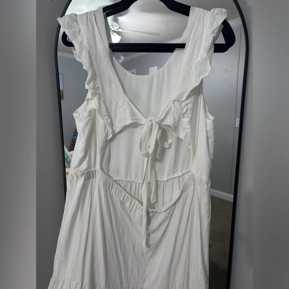 CeCe White Ruffle Sleeve Maxi Dress sz XL - Picture 8 of 11